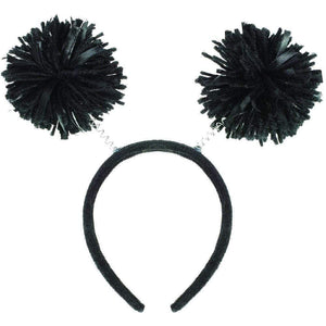 Amscan_OO Hats & Headwear - Headbands & Boppers Black Pom Pom Headbopper 22cm x 11cm Each