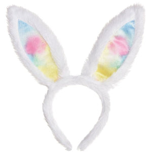 Hats & Headwear - Headbands & Boppers Easter Bunny Fabric Ears Rainbow & White 27cm x 12cm Each