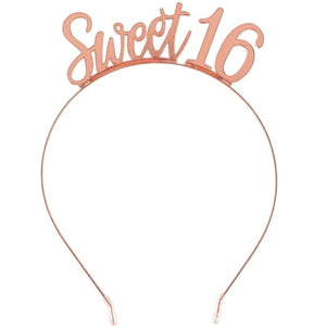 Amscan_OO Hats & Headwear - Headbands & Boppers Elegant Sweet Sixteen Blush Metal Headband 16cm x 12cm Each