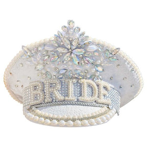 Hats & Headwear Hen Weekend Rhinestone & Pearl Embellished Bride Hen Party Hat 28cm x 28cm Each