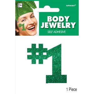 Amscan_OO Jewellery Green #1 Body Jewelry 12cm x 8.8cm Each