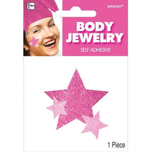 Amscan_OO Jewellery Pink Team Spirit Glitter Star Body Jewelry 13cm x 9cm Each