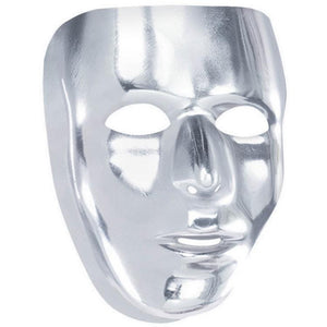 Amscan_OO Mask - Masquerade Mask Silver Full Face Mask 15.8cm x 19.6cm Each