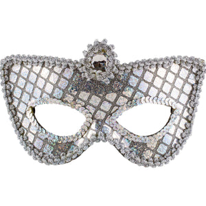 Amscan_OO Mask - Masquerade Mask Silver Grand Sequin Mask Each