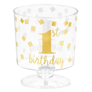 Amscan_OO Tableware - Cups 1st Birthday Hot-Stamped Tiny Pedestal Clear Cup 30pk