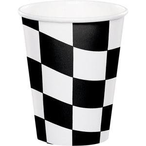 Amscan_OO Tableware - Cups Black & White Check Cups Paper 266ml 8pk