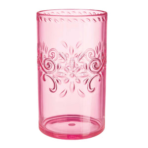 Amscan_OO Tableware - Cups Boho Vibes Pink Debossed Floral Plastic Tumbler 532ml Each