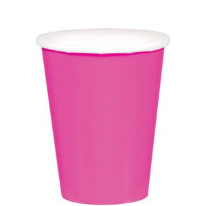 Amscan_OO Tableware - Cups Bright Pink Frosty White Paper Cups 266ml 20pk