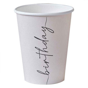 Tableware - Cups Champagne Noir Nude & Black Happy Birthday Paper Party Cups 9oz 8pk