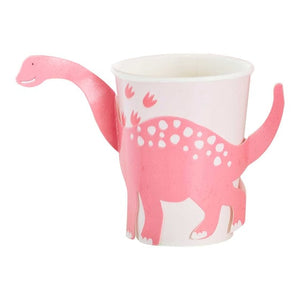 Tableware - Cups Dino Pink Pop Out Dinosaur Paper Cups 266ml 8pk