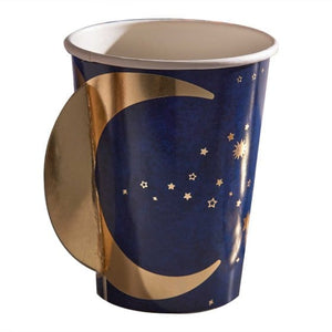 Tableware - Cups Eid  Navy & Gold Pop Out Moon  Paper Cups  266ml 8pk