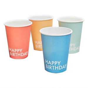 Tableware - Cups Mix It Up Happy Birthday Mixed Colours Paper Cups 266ml 8pk