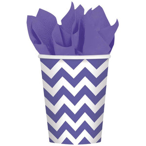 Amscan_OO Tableware - Cups New Purple Chevron Cups 266ml 8Pk