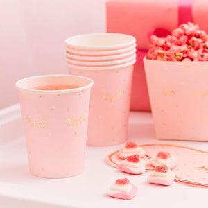 Amscan_OO Tableware - Cups Pamper Party Gold Foiled And Pink Sleepy Eyes Paper Cups 8cm x 15cm 8pk