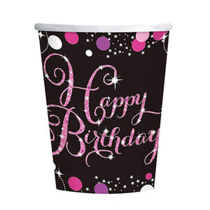 Amscan_OO Tableware - Cups Pink Celebration Happy Birthday 266ml Cups 8pk