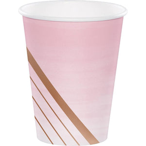 Amscan_OO Tableware - Cups Rose All Day Stripes Paper Cups 266ml 8pk