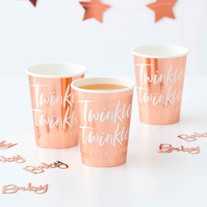 Amscan_OO Tableware - Cups Twinkle Twinkle Paper Cups Rose Gold Foiled 266ml 8pk