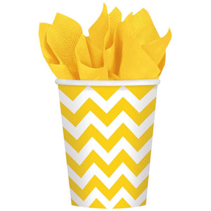 Amscan_OO Tableware - Cups Yellow Sunshine Chevron Cups 266ml 8Pk