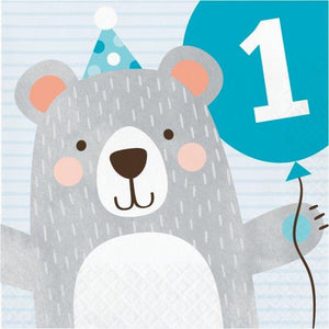 Amscan_OO Tableware - Napkins 1st Birthday Bear Lunch Napkins 1st Birthday 16pk