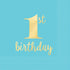 1st Birthday Blue Beverage Napkins Hot Stamped 16pk