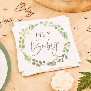 Amscan_OO Tableware - Napkins Botanical Baby Hey Baby Botanical Napkins 18cm x 17cm 16pk