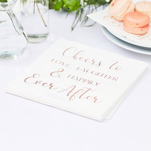 Amscan_OO Tableware - Napkins Botanical Wedding Foiled Cheers To Love, Laughter And Happily Ever After Napkins 16.5cm 16pk