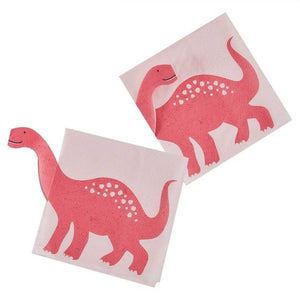 Tableware - Napkins Dino Pink Pop Out Dinosaur Paper Napkins 16.5cm x 16.5cm 16pk