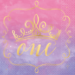 Amscan_OO Tableware - Napkins Disney Princess Once Upon A Time 1st Birthday Lunch Napkins 32.7cm x 32.7cm 16pk