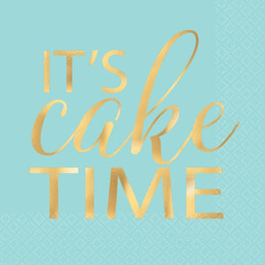 Amscan_OO Tableware - Napkins Lets Eat Cake Hot Stamped Beverage Napkins 25cm 16pk