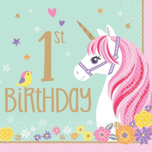 Amscan_OO Tableware - Napkins Magical Unicorn 1st Birthday Lunch Napkins 16pk