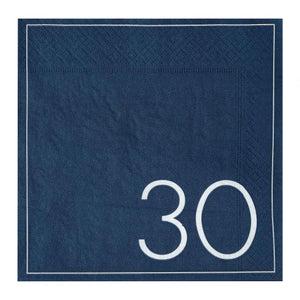 Tableware - Napkins Mix it Up Navy 30th Birthday Milestone Paper Napkins 16.5cm 16pk