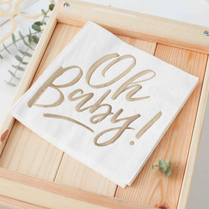 Amscan_OO Tableware - Napkins Oh Baby Napkins Gold Foiled 16.5cm 16pk