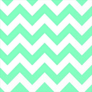 Amscan_OO Tableware - Napkins Robin's Egg Blue Chevron Beverage Napkins 16Pk