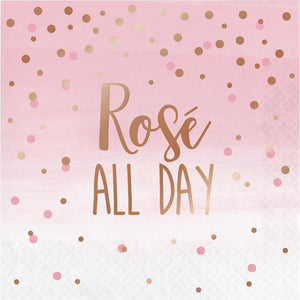 Amscan_OO Tableware - Napkins Rose All Day Lunch Napkins Rose All Day Rose Gold Foil 16pk