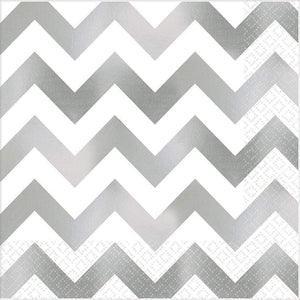 Amscan_OO Tableware - Napkins Silver Premium Chevron Hot-Stamped Lunch Napkins 16pK