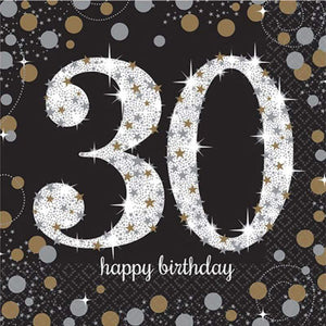 Amscan_OO Tableware - Napkins Sparkling Celebration 30th Birthday Lunch Napkins 33cm 16pk