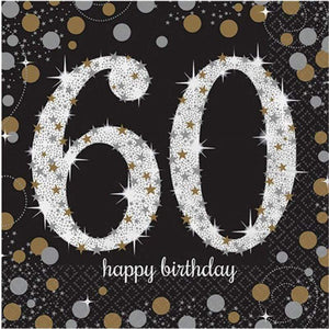 Amscan_OO Tableware - Napkins Sparkling Celebration 60th Happy Birthday Lunch Napkins 33cm 16pk