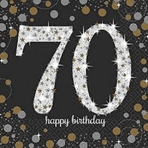 Amscan_OO Tableware - Napkins Sparkling Celebration 70th Lunch Napkins 33cm 16PK