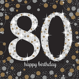 Amscan_OO Tableware - Napkins Sparkling Celebration 80th Lunch Napkins 33cm 16pk