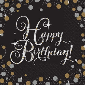 Amscan_OO Tableware - Napkins Sparkling Celebration Happy Birthday Lunch Napkins 33c 16pk
