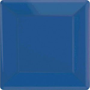 Amscan_OO Tableware - Plates Bright Royal Blue Frosty White Square Dessert Paper Plates 17cm 20pk