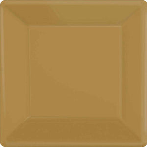 Amscan_OO Tableware - Plates Gold Bright Pink Square Dessert Paper Plates 17cm 20pk