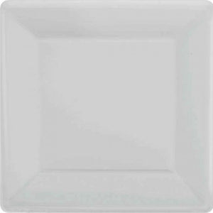 Amscan_OO Tableware - Plates Silver Caribbean Blue Square Dessert Paper Plates 17cm 20pk