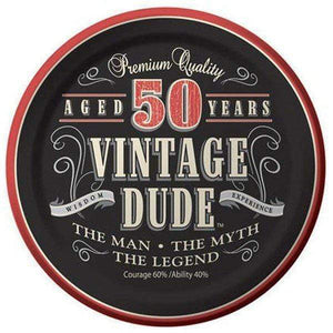 Amscan_OO Tableware - Plates Vintage Dude 50th Birthday Lunch Plates Paper 18cm 8pk