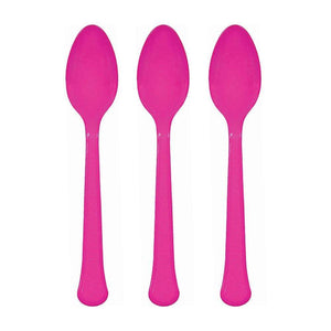 Amscan_OO Tableware - Spoons, Forks, Knives & Tongs Bright Pink Apple Red Premium Plastic Spoons 20pk