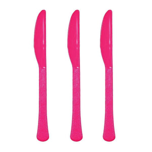 Amscan_OO Tableware - Spoons, Forks, Knives & Tongs Bright Pink Orange Premium Plastic Knives 20pk