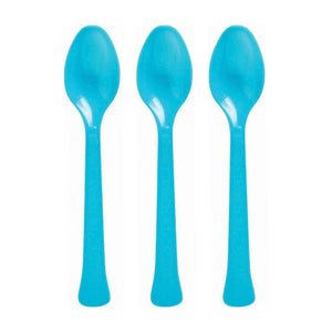 Amscan_OO Tableware - Spoons, Forks, Knives & Tongs Caribbean Blue Caribbean Blue Premium Plastic Spoons 20pk