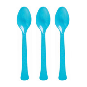 Amscan_OO Tableware - Spoons, Forks, Knives & Tongs Caribbean Blue Lavender Premium Plastic Spoons 20pk