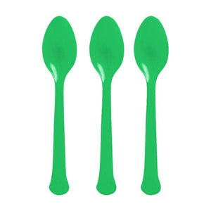 Amscan_OO Tableware - Spoons, Forks, Knives & Tongs Festive Green Premium Plastic Spoons 20pk