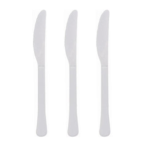 Amscan_OO Tableware - Spoons, Forks, Knives & Tongs Frosty White Jet Black Premium Plastic Knives 20pk